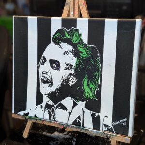 Beetlejuice Stencil Art Painting – Tim Burton Fan Canvas 14x11