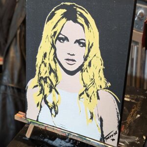 Britney Spears Stencil Portrait Painting, Princess of Pop Art, 11x14 Acrylic on Wood