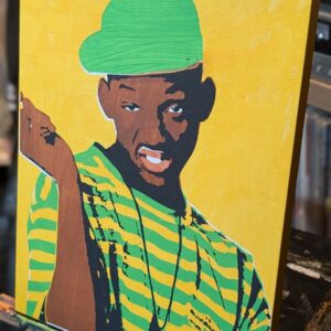Will Smith Fresh Prince Stencil Painting, 90s Acrylic on Wood (11x14)