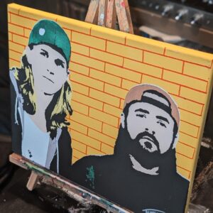 Jay and Silent Bob Stencil Art – View Askew Tribute Canvas Painting