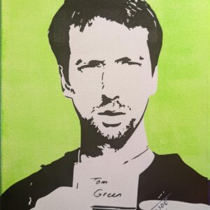 Tom Green Stencil Art Painting – Acrylic on Canvas – 11x14 – Blacklight Reactive Green – TRL Collection