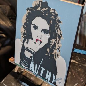 Original Madonna Stencil Painting, 80s NYC Icon, Acrylic on Wood, Satin Finish Street Art