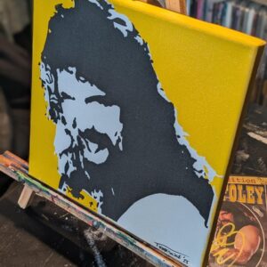 Cactus Jack Original Stencil Painting, Mick Foley Icon, 10x10 Canvas, Yellow Pop Art, Hardcore Legend Portrait