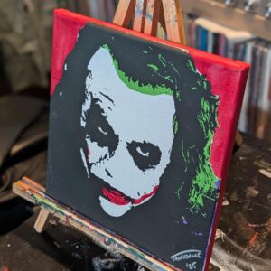Heath Ledger Joker Original Stencil Painting, Dark Knight Icon, 10x10 Canvas, Red Pop Art