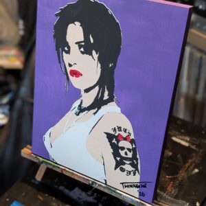Brodie Dalle Stencil Painting, The Distillers Punk Art, Hand-Painted Acrylic Portrait (11x14)