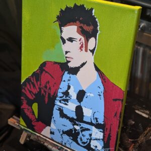 Tyler Durden Original Stencil Art - Fight Club Brad Pitt Portrait - 11x14 Hand Painted Canvas