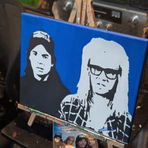 Wayne and Garth Original Stencil Art - Wayne's World Portrait - 14x11 Hand Painted Canvas