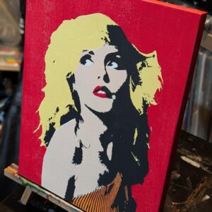 Original Debbie Harry Stencil Painting, Blondie Portrait, 11x14 Acrylic on Wood, Satin Finish