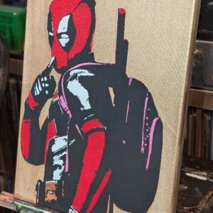 Deadpool Original Stencil Art - Marvel Merc with a Mouth - 11x14 Hand Painted Canvas