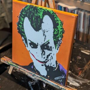 Arkham Asylum Joker Stencil Painting, Mark Hamill Voice Icon, 10x10 Canvas Pop Art