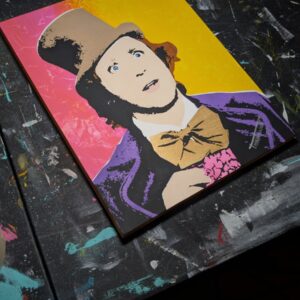 Willy Wonka Original Stencil Painting - Gene Wilder Pop Culture Art - 11x14 Wood Panel - One of One Hand Painted Portrait