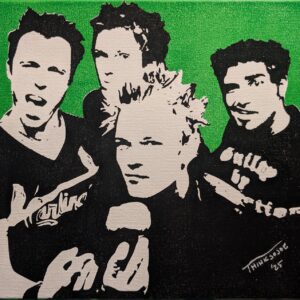 Sum 41 Stencil Art: Hand-Painted Acrylic on Canvas - Pop Punk Decor