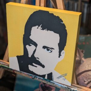 Freddie Mercury Original Stencil Painting - 8x8 Wood Art - Queen Rock Legend