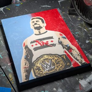 CM Punk Original Stencil Painting WWE Champion 11x14 Wood Panel thinksojoe