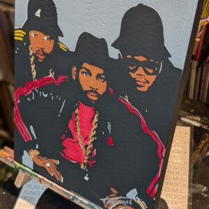Run-DMC Original 1/1 Stencil Painting - Hand-Painted Wood Panel