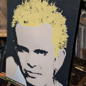 Original Billy Idol Stencil Painting, Punk Rock Icon, Acrylic on Wood (11x14)