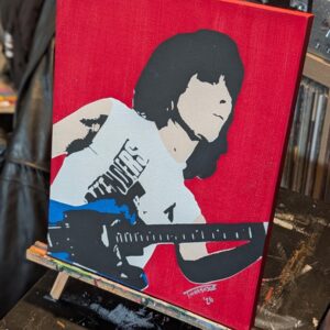 Original Chrissie Hynde Stencil Painting, The Pretenders Art, 11x14 Acrylic on Wood, Satin Finish