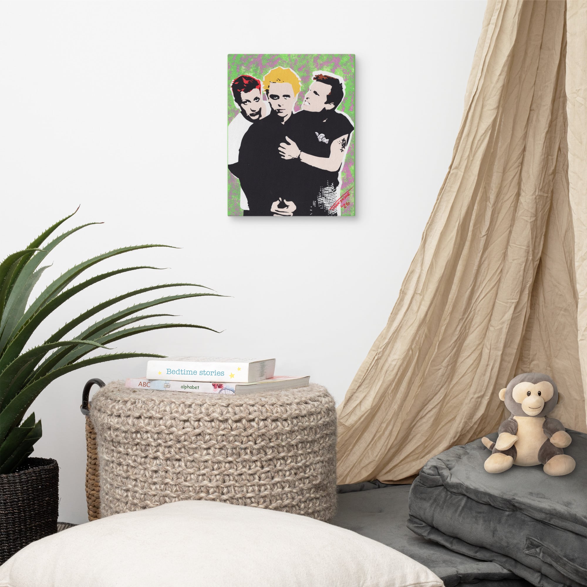 Green Day Hand-Painted Stencil Portrait (11x14") - Image 5