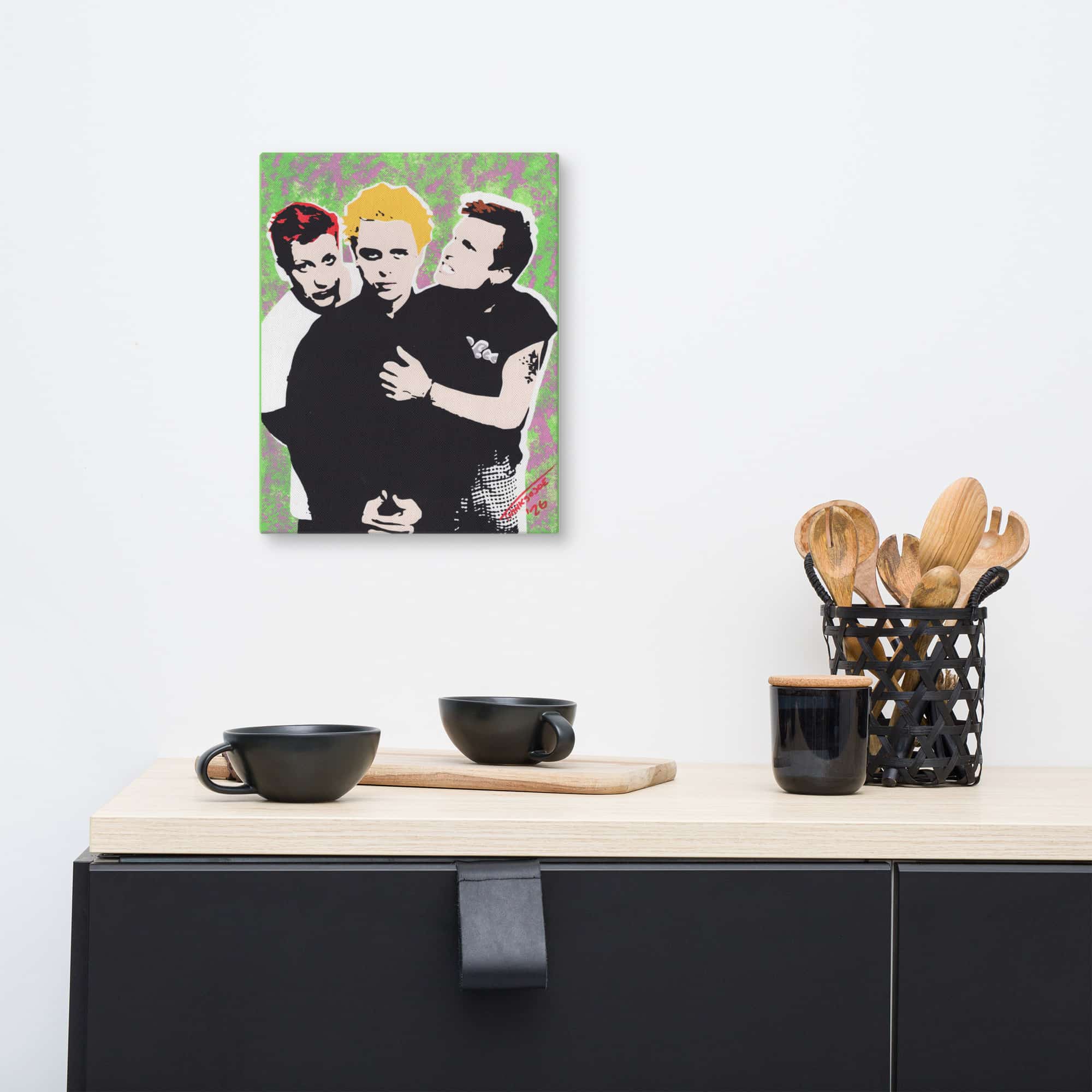 Green Day Hand-Painted Stencil Portrait (11x14") - Image 2