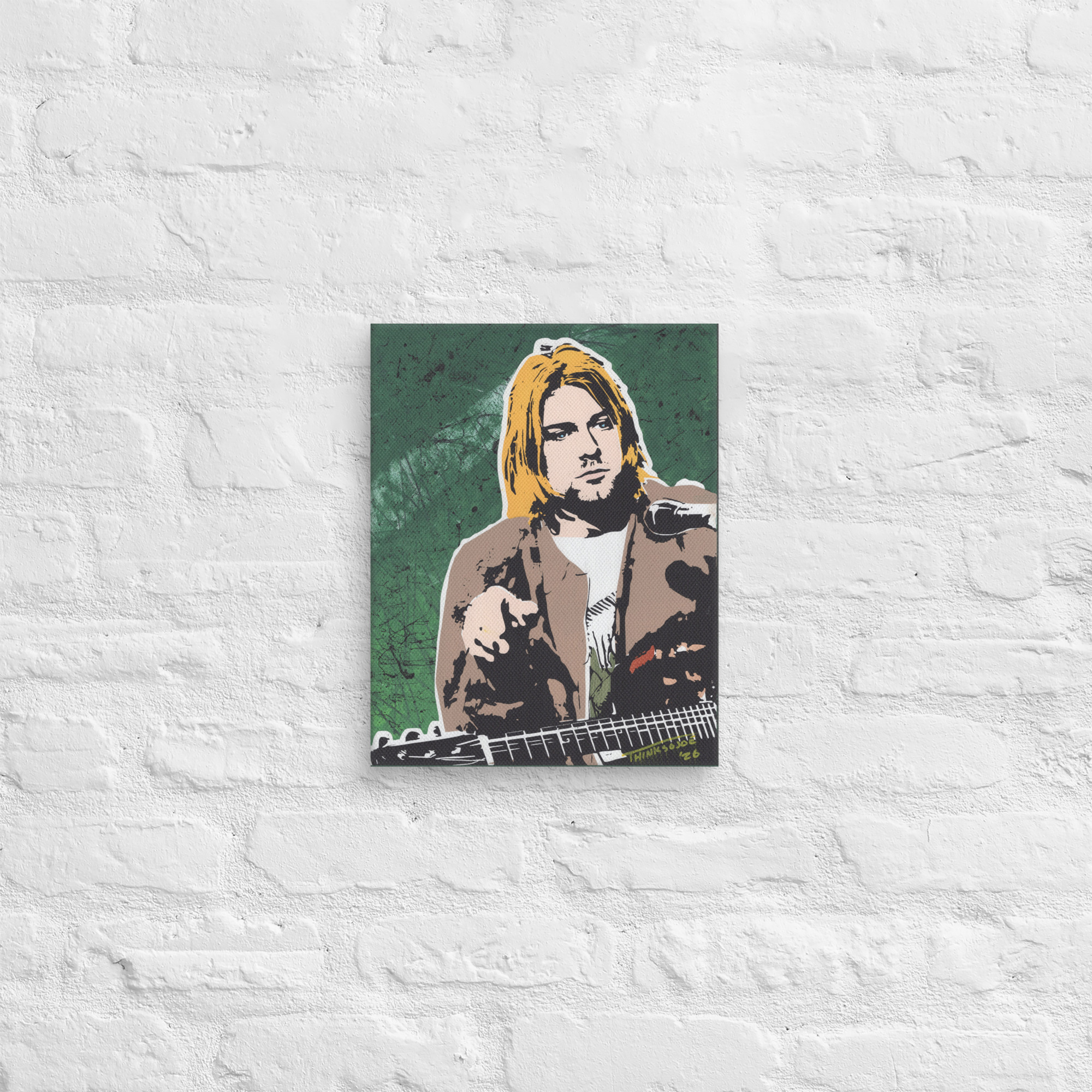 Kurt Cobain Hand-Painted Stencil Portrait (11x14") - Image 4