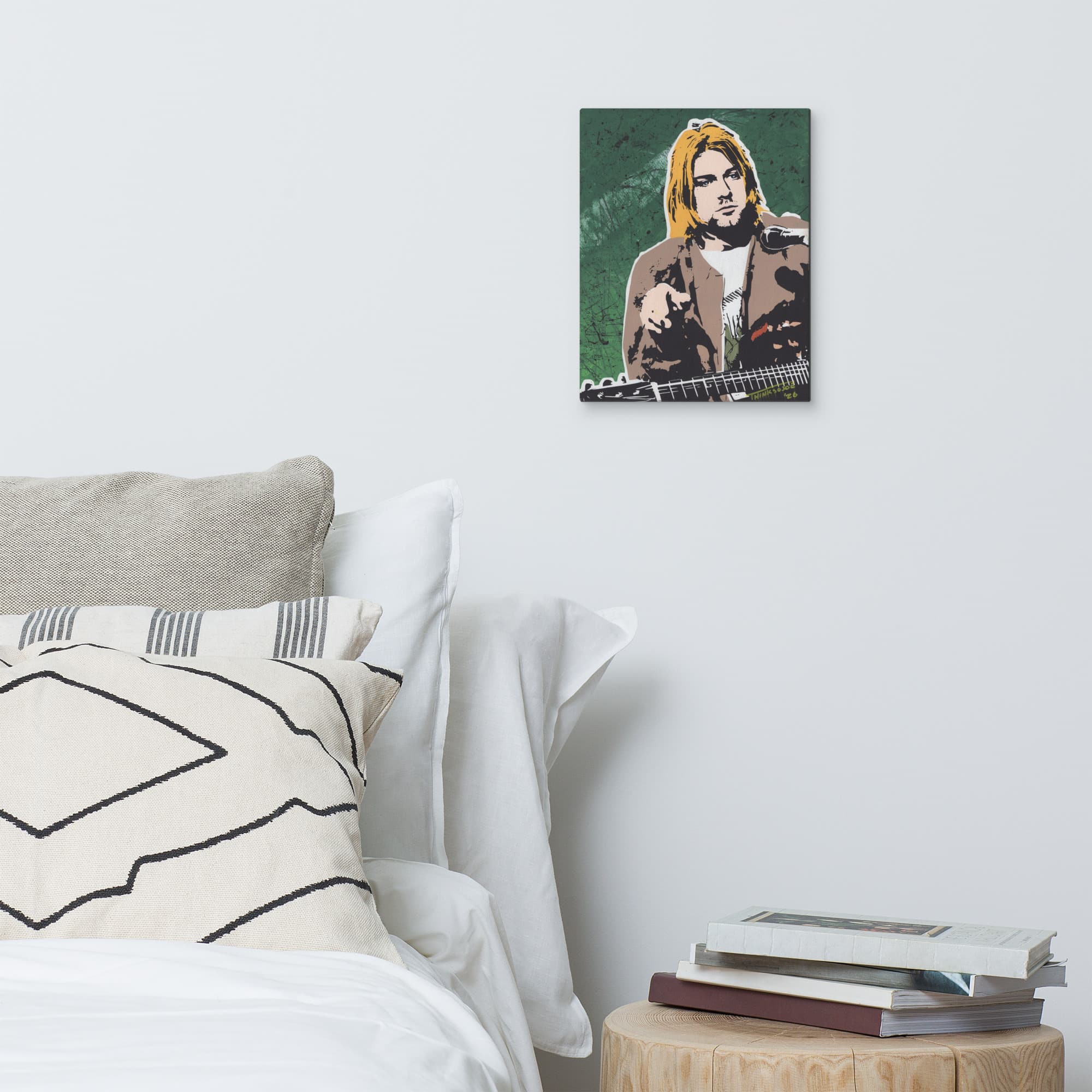 Kurt Cobain Hand-Painted Stencil Portrait (11x14") - Image 2