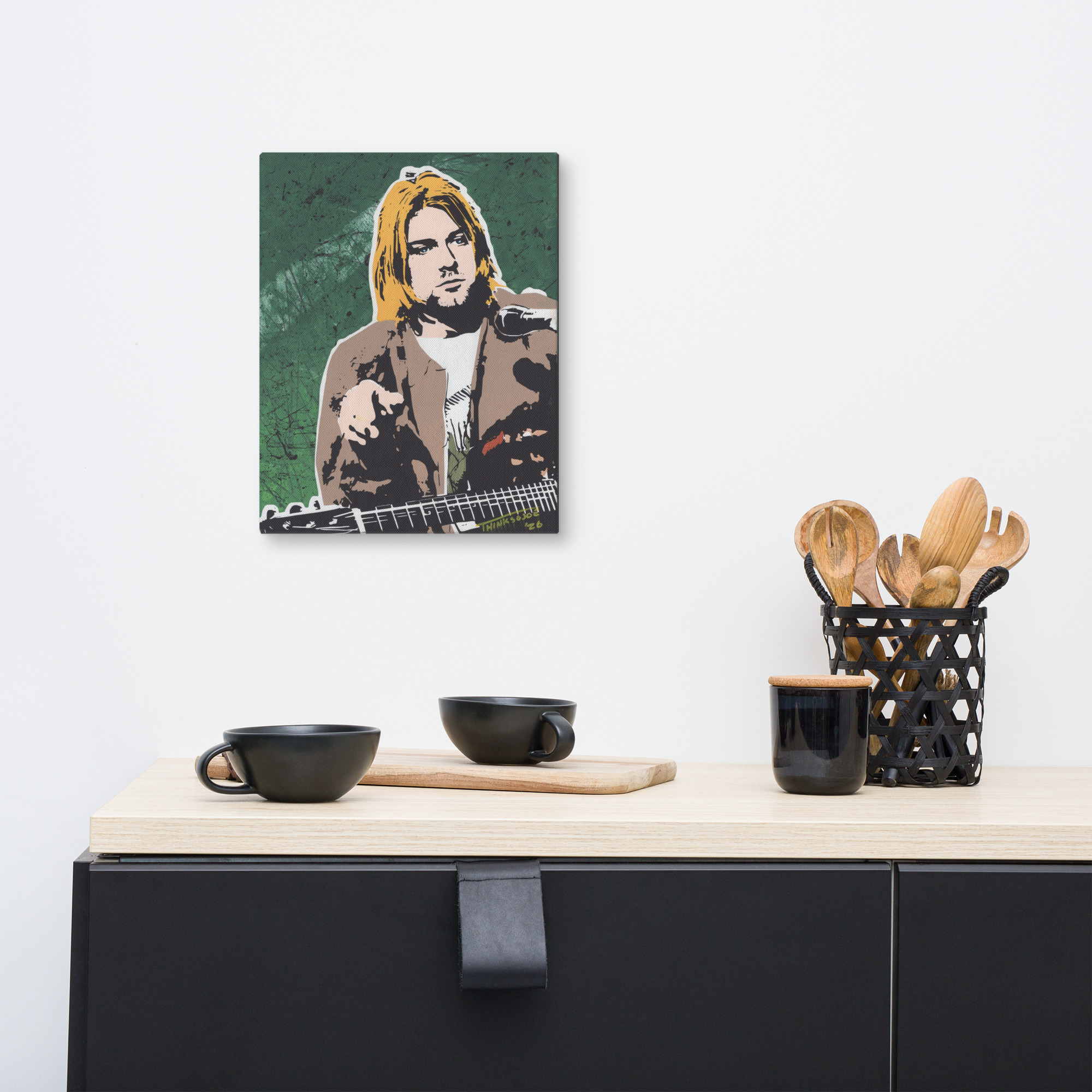 Kurt Cobain Hand-Painted Stencil Portrait (11x14") - Image 6