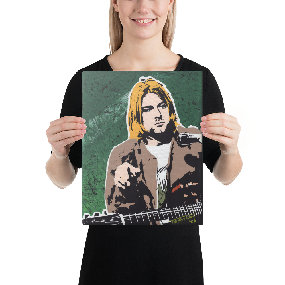 Kurt Cobain Hand-Painted Stencil Portrait (11x14") - Image 7